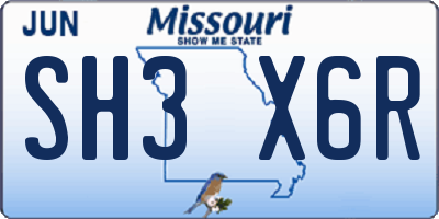 MO license plate SH3X6R