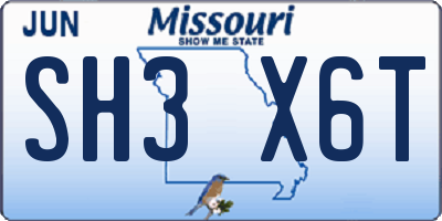 MO license plate SH3X6T