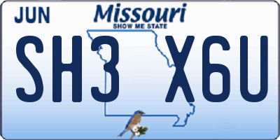 MO license plate SH3X6U