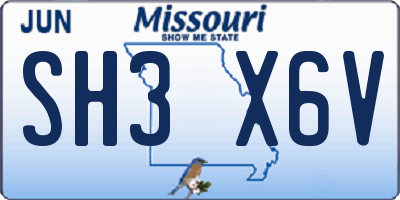 MO license plate SH3X6V