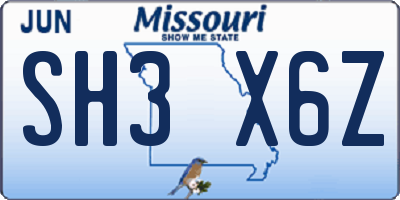 MO license plate SH3X6Z