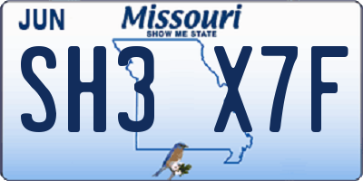 MO license plate SH3X7F