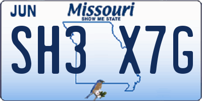 MO license plate SH3X7G