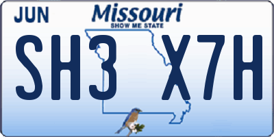 MO license plate SH3X7H