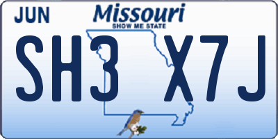 MO license plate SH3X7J
