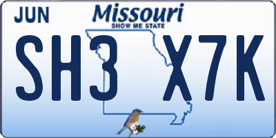 MO license plate SH3X7K