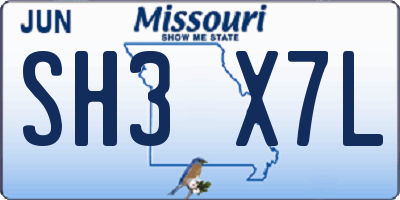 MO license plate SH3X7L