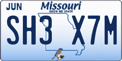 MO license plate SH3X7M