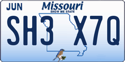 MO license plate SH3X7Q