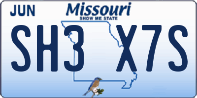 MO license plate SH3X7S