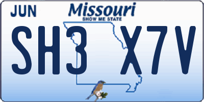 MO license plate SH3X7V