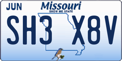 MO license plate SH3X8V