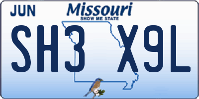 MO license plate SH3X9L