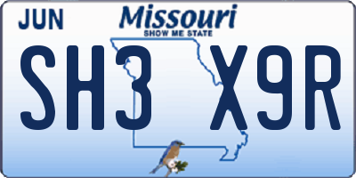 MO license plate SH3X9R