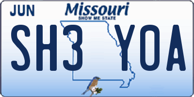 MO license plate SH3Y0A