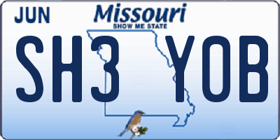 MO license plate SH3Y0B