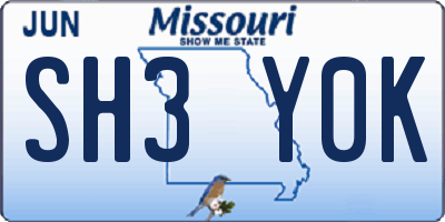 MO license plate SH3Y0K