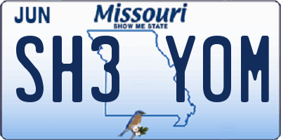 MO license plate SH3Y0M