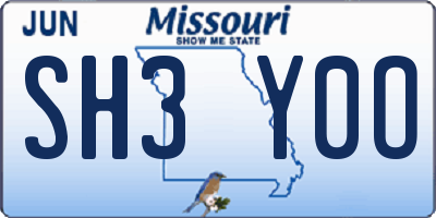 MO license plate SH3Y0O