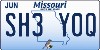 MO license plate SH3Y0Q
