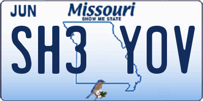 MO license plate SH3Y0V