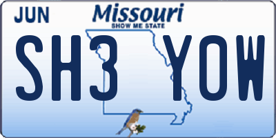 MO license plate SH3Y0W