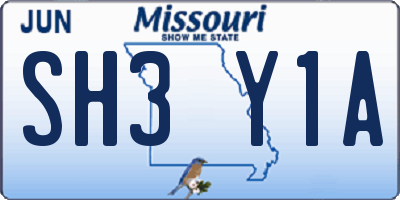 MO license plate SH3Y1A