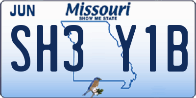 MO license plate SH3Y1B