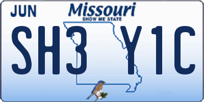 MO license plate SH3Y1C