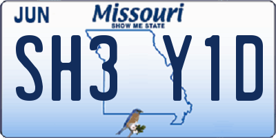 MO license plate SH3Y1D