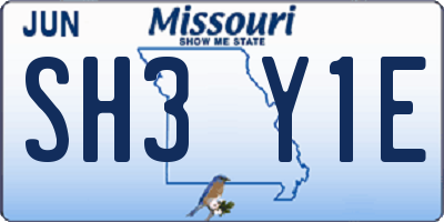 MO license plate SH3Y1E