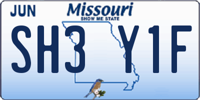 MO license plate SH3Y1F