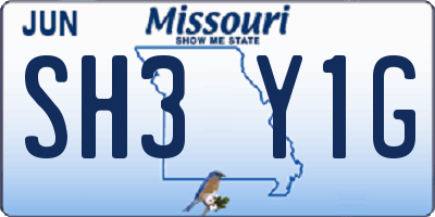 MO license plate SH3Y1G