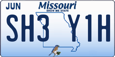 MO license plate SH3Y1H