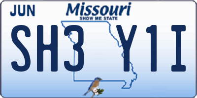 MO license plate SH3Y1I