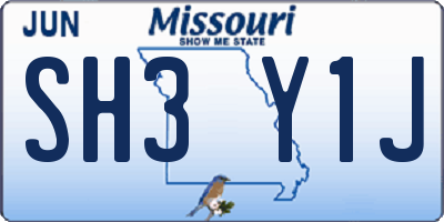 MO license plate SH3Y1J