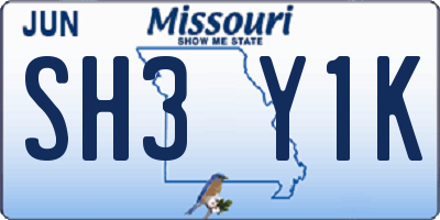 MO license plate SH3Y1K