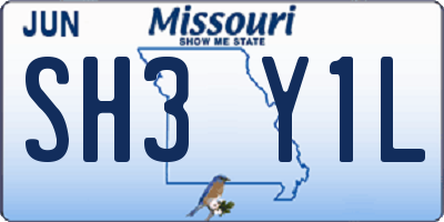 MO license plate SH3Y1L