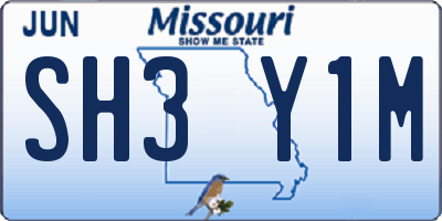 MO license plate SH3Y1M