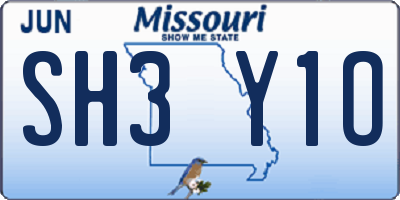 MO license plate SH3Y1O