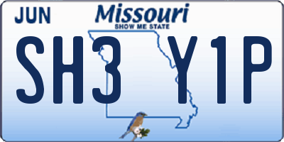 MO license plate SH3Y1P