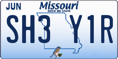 MO license plate SH3Y1R