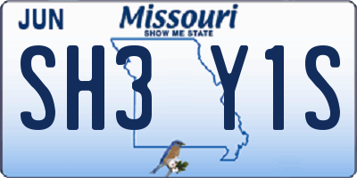 MO license plate SH3Y1S