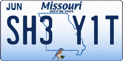 MO license plate SH3Y1T