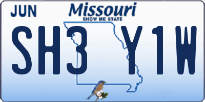 MO license plate SH3Y1W