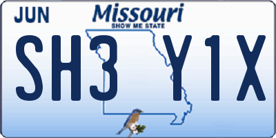 MO license plate SH3Y1X
