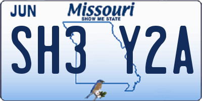 MO license plate SH3Y2A