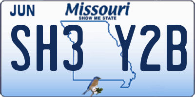 MO license plate SH3Y2B