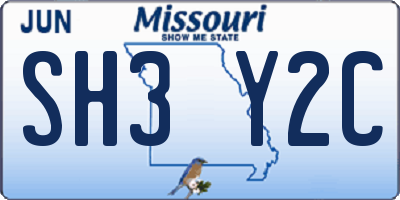 MO license plate SH3Y2C