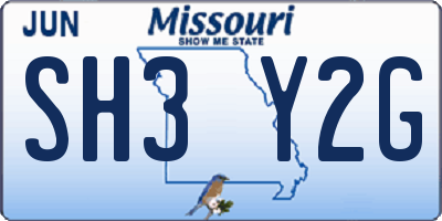 MO license plate SH3Y2G